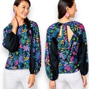 NWOT Lilly Pulitzer Imani Long Sleeve Top-Size Large-Paradise Glow Onyx $178 Ret